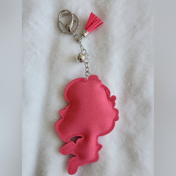 Strawberry Shortcake Pink and Silver Rhinestone Keychain Accessory Bag Charm - Picture 3 of 3